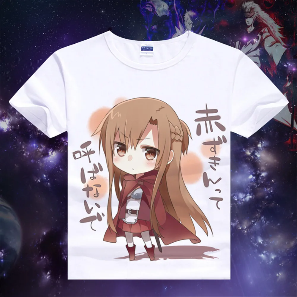 Cosplay Anime Sword Art Online Kirigaya Kazuto T-shirts Yuuki Asuna Printed T Shirt Short Sleeve Tees SAO Summer Tops | Тематическая