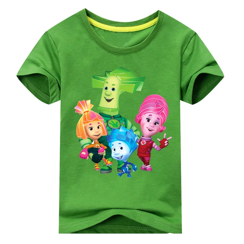 Green Shirt Детская Хлопковая футболка «Фиксики», костюм детская одежда футболка с короткими рукавами для мальчиков, одежда футболка для девочек детские футболки, топы, DX120 - Цвет: Green Shirt