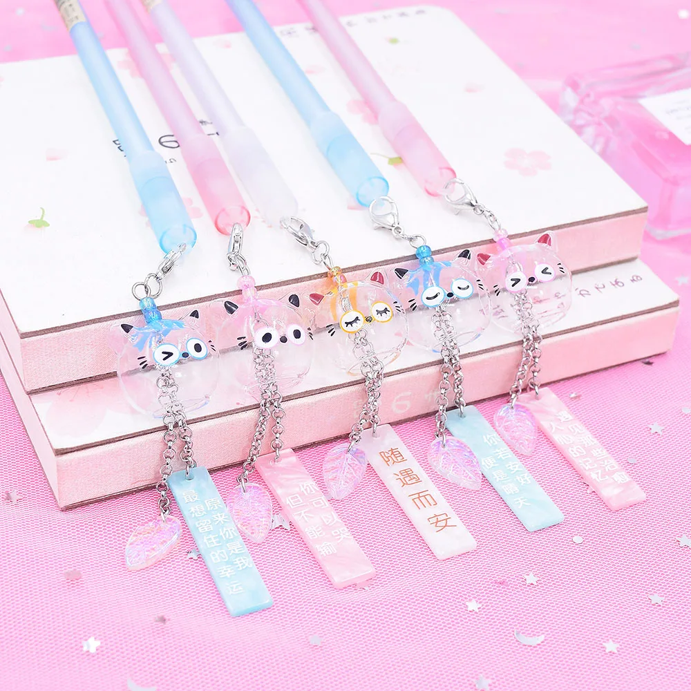 0 5 мм гелевая ручка Kawaii Wind Chimes Cat нейтральные ручки для школьниц подарок