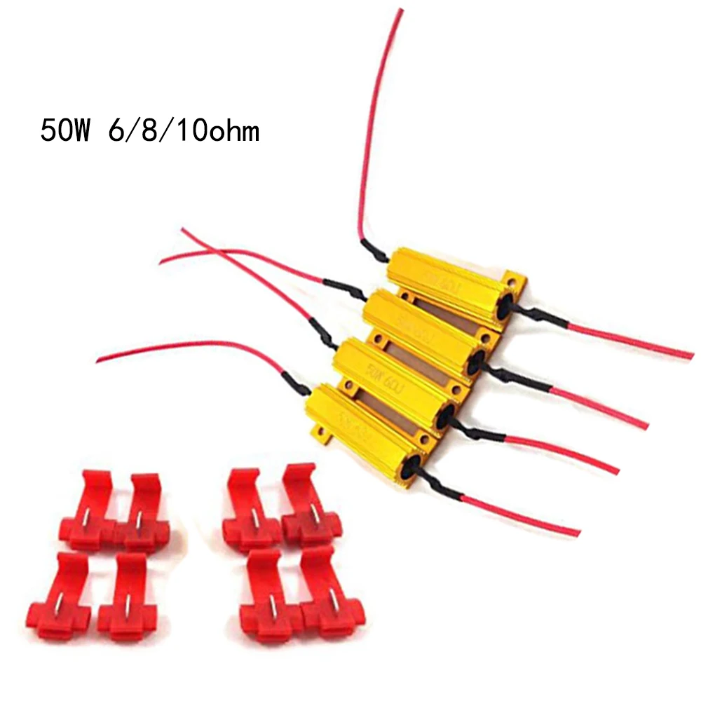 

YSY 10x 6ohm 8ohm 10ohm 50W Load Resistor Canbus Anti-Flashing Decoders For LED bulb Reverse Light Turn Signal Fog Lamp