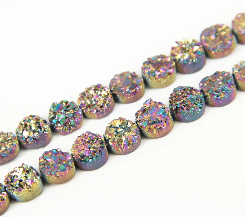 10 мм сырье Druzy свободные Бусины монет Подвески Jewelry натуральный Камни блестящие
