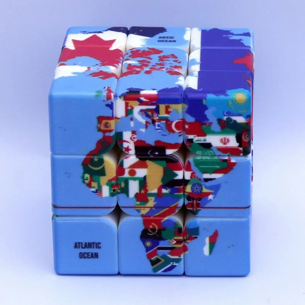Скоростная карта мира национальный флаг 3x3x3 дизайн Магический Куб 3D IQ игры Твист