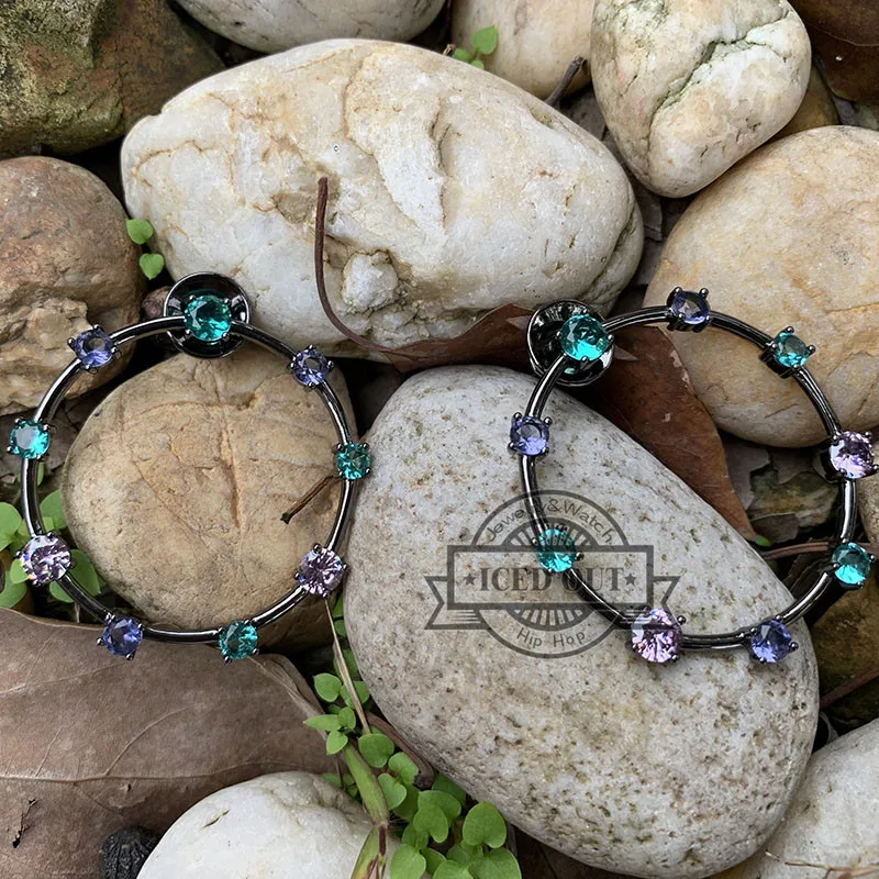 Смешанный разноцветный кристалл драгоценный камень Модные женские ювелирные изделия партии большой круг