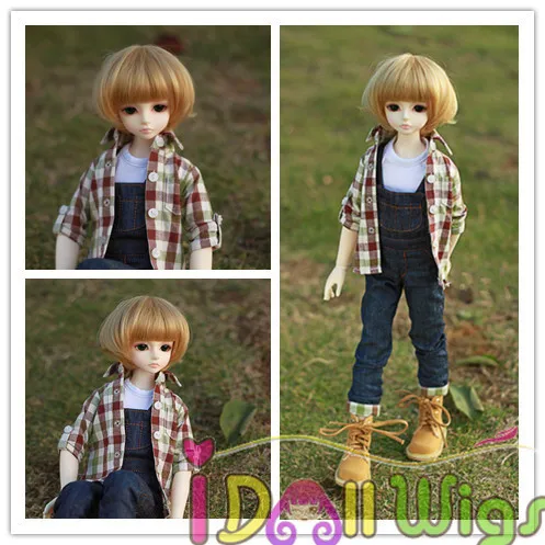 Free Shipping Korea heat resistant Fiber short dark blonde bjd doll accessories 1/3 1/4 1/6 bob wigs for choice | Игрушки и хобби