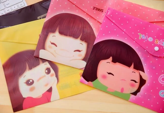 12 шт./лот Kawaii печенье девушка A4 папка для документов из ПВХ водонепроницаемая 335*230