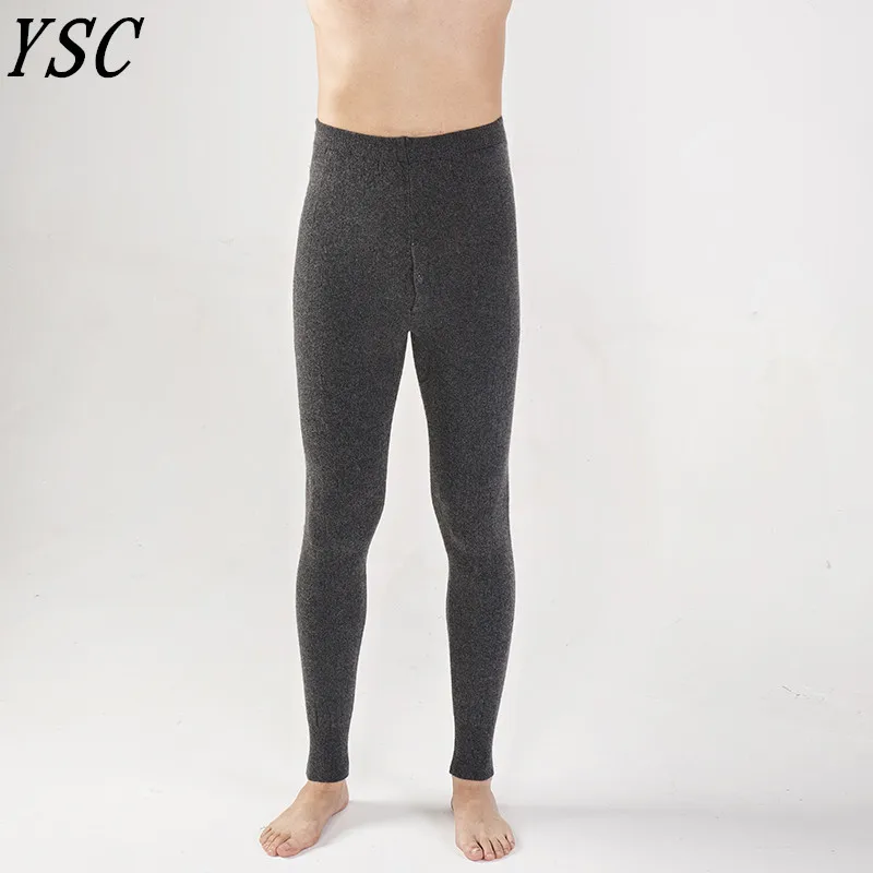 Темно-серый YUNSHUCLOSET стиль мужские кашемировые шерстяные теплые штаны трикотажные кальсоны колготки из спандекса брюки нижнее белье сексуальные 2 - Цвет: Темно-серый