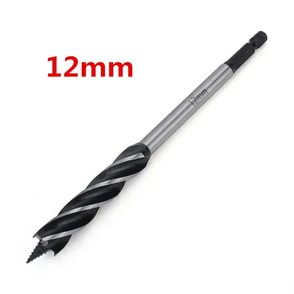 

12mm Woodworking Auger Drill Bit Four Slot Four Blade Hex Shank Bore Hole Twist Drill Bit