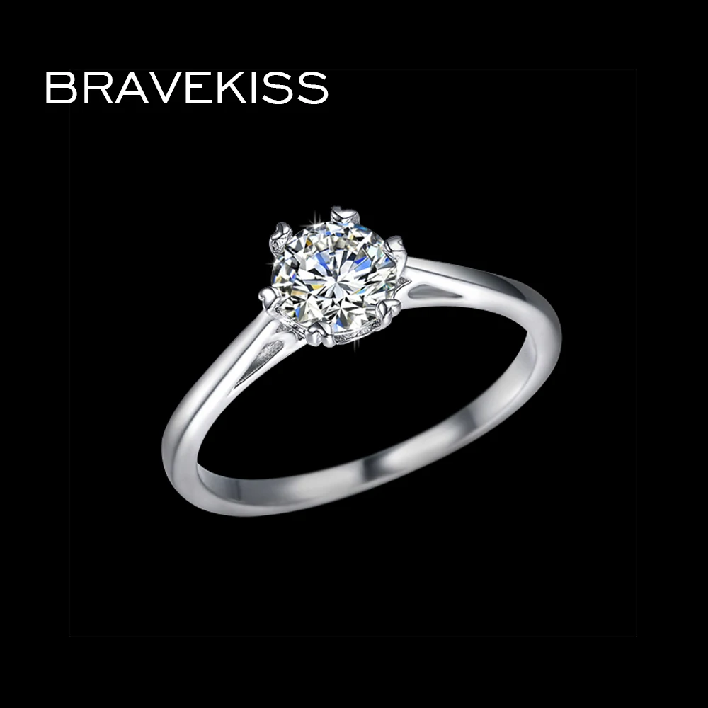 Простой циркониевый кольцо BRAVEKISS класса ААА обручальные кольца для женщин