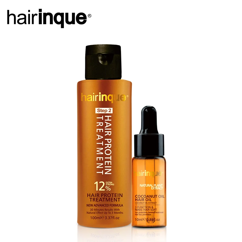 

HAIRINQUE 12% Keratin Hair Treatment & 10ml Coconut Oil For Straightening Repair Curly Damage Hair Anti Hair Loss Care Products