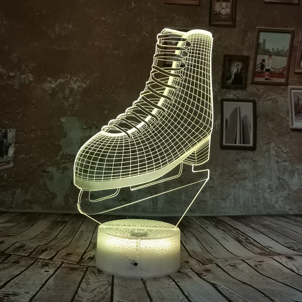 Прямая поставка крутые RGB коньки для льда 3D светодиодный ночник цветной 7 видов