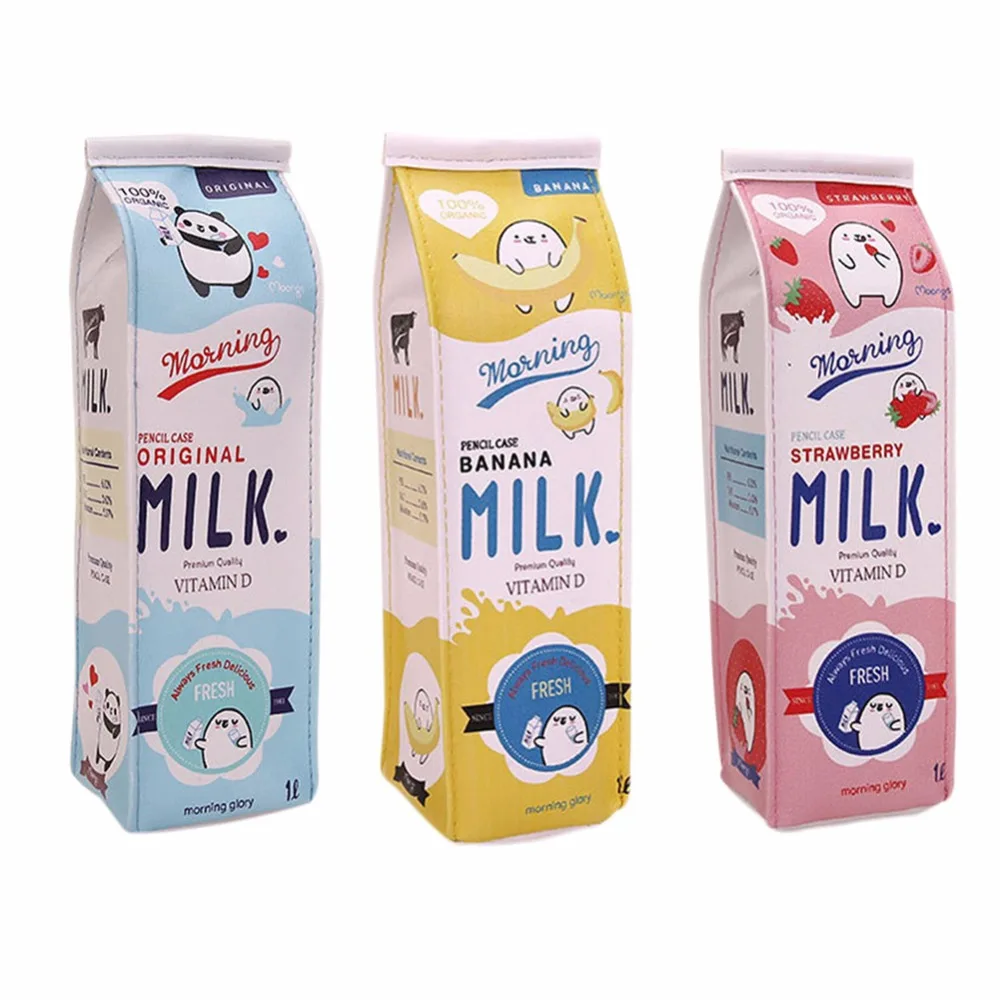 Креативный молочный чехол-карандаш Kawaii кожаная сумочка для ручек и карандашей Чехол Коробка для девочек и мальчиков милые Bts корейские канцелярские принадлежности для офиса и школы