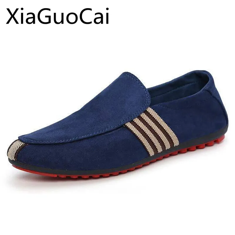 Spring Brand Fashion Men Loafers Slip-on Solid Rubber Casual Shoes for Mens Non-leather Breathable Loafers Z561 35