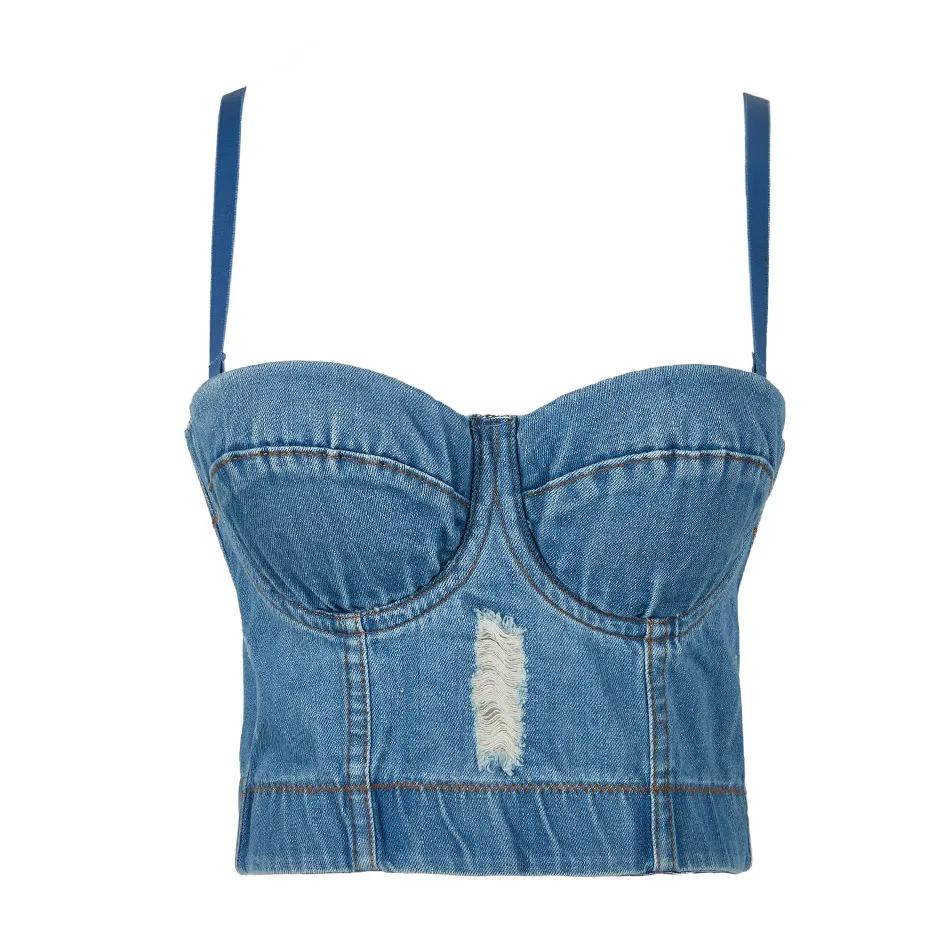

Denim Women Cropped Top Vest Night Club Crop Top Cami Tank Top Women Female Bra Basic Sexy Short Push Up Corset Wedding Party