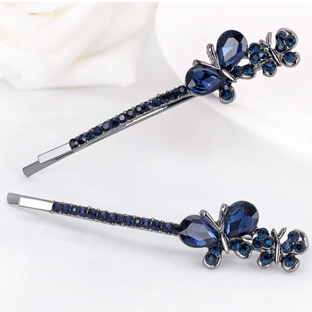 

1 Pair Rhinestone Butterfly Hair Clip Girls Barrette Square Hairpins Women Metal Maple Leaf Hairclips Hair Accessories Dropship