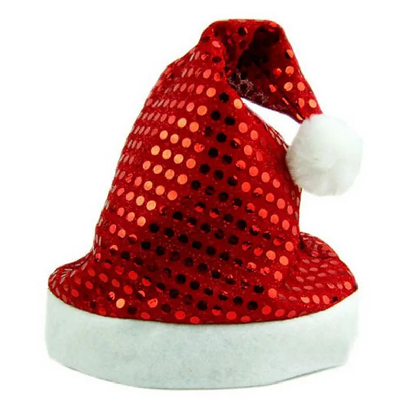 LOS 1PC Deluxe Sequin Santa Hat Outfit Accessory for Christmas Nativity Fancy Dress Red And White Cap Claus Costum | Дом и сад