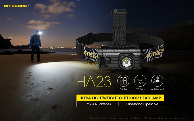 Налобный фонарь NITECORE HA23 CREE XP-G2 S3 max 250 люмен наружный налобный светильник 56 метров налобный фонарь с 2 батареями AA