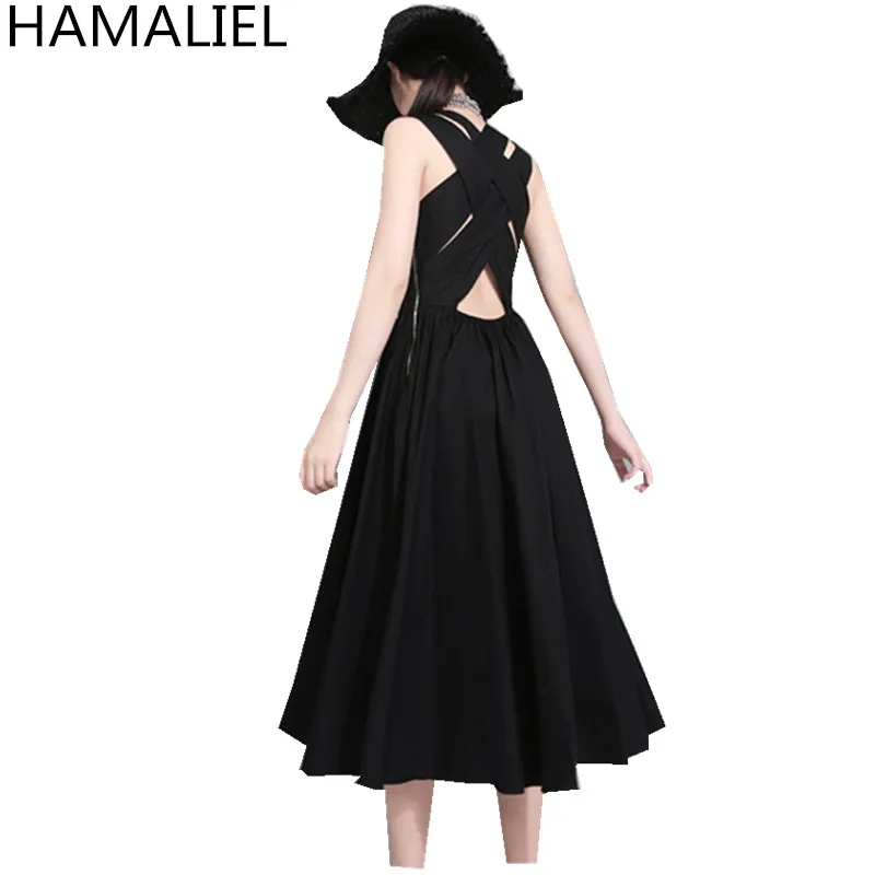 HAMALIEL новинка модное черное бальное платье женское 2018 летнее сексуальное без