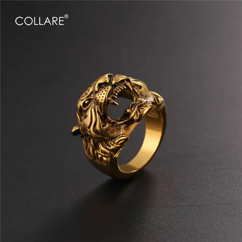 Мужские кольца Collare в стиле ретро с тигром золотого цвета панк-рок мужские