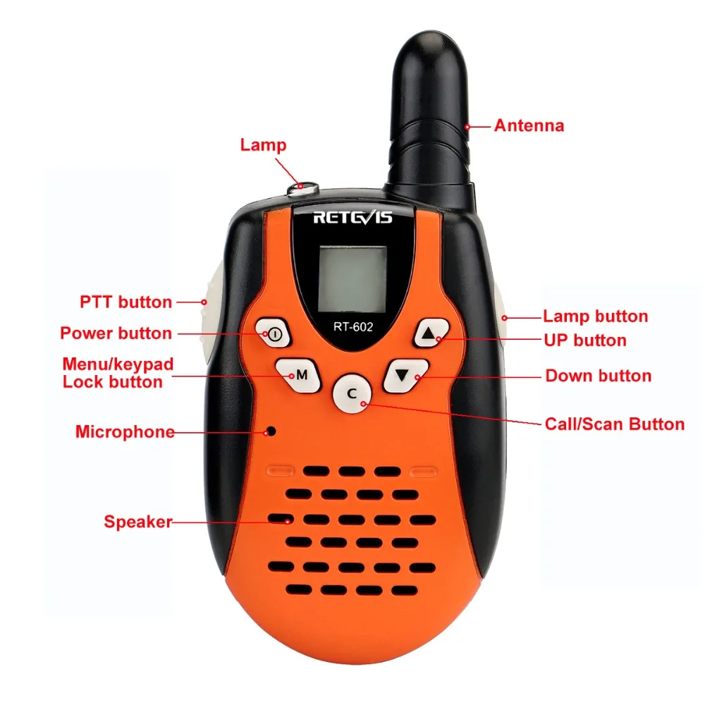 Retevis RT602 Mini Walkie Talkies 4pcs Kids Radio 0.5W 8/22CH PMR446 LCD Display Rechargeable Battery 2 Way Radio Communicator