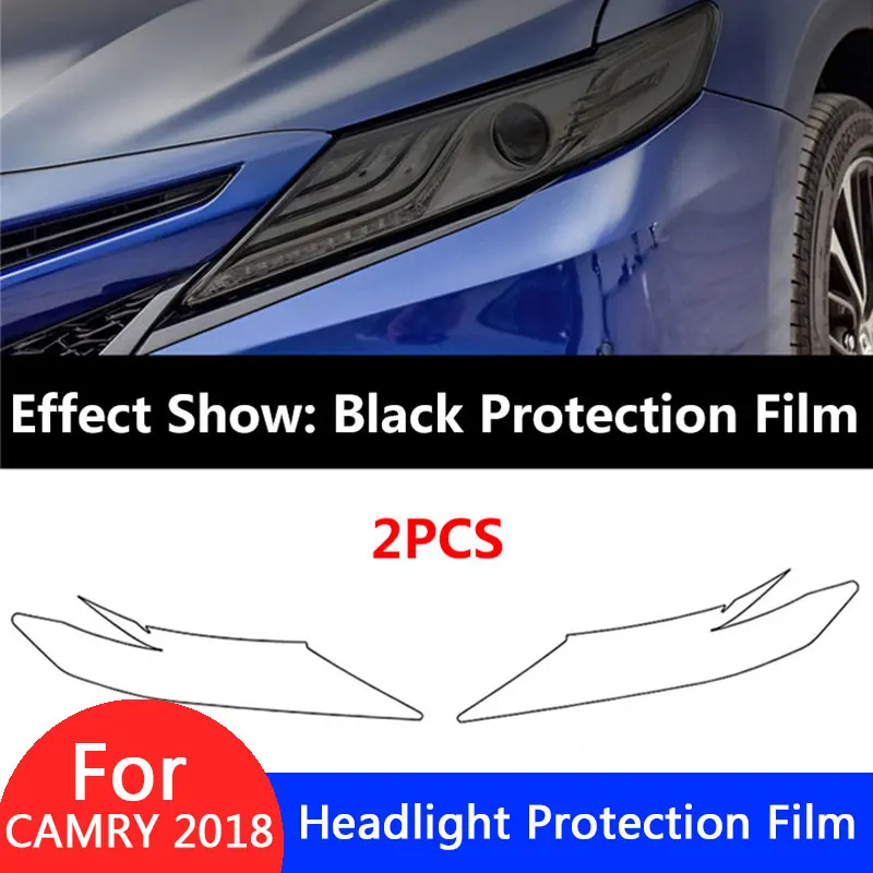 2 шт. защитная пленка для автомобильных фар Toyota CAMRY 2018 стикер лампы черная