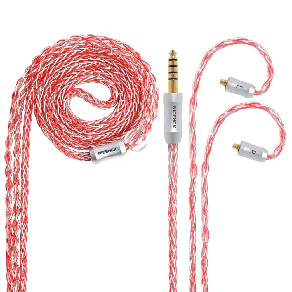 4.4mm plug with MMCX NICEHCK 8 ядро покрытием серебряный кабель MMCX/2Pin разъем 3,5/2,5/4,4 мм для съемки TRNV90 KZZSN CCAC10 TFZ NICEHCK NX7 Pro/DB3/M6 - Цвет: 4.4mm plug with MMCX