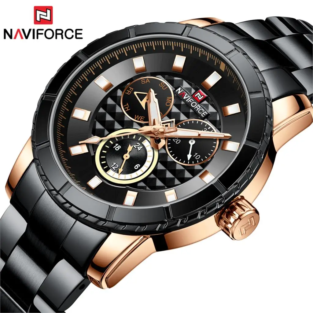 NAVIFORCE мужские часы Топ люксовый бренд бизнес мода классический черный золото
