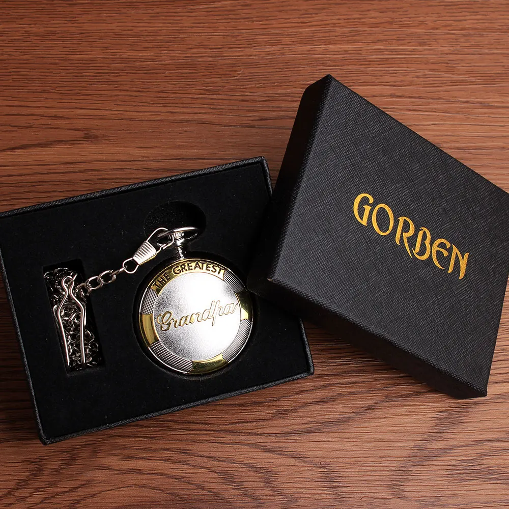 Фото Роскошные Кварцевые золотые серебряные карманные часы ожерелье с коробкой Самый