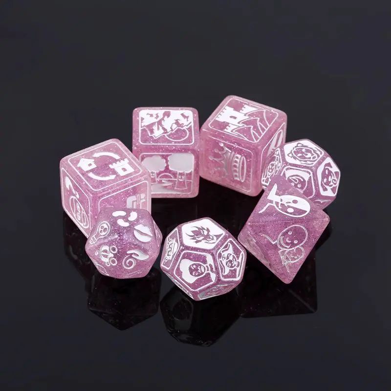 

7Pcs/Set Story Dices For Story Time Polyhedral Game Dice Says Party Multi Faces Acrylic Dice Toy