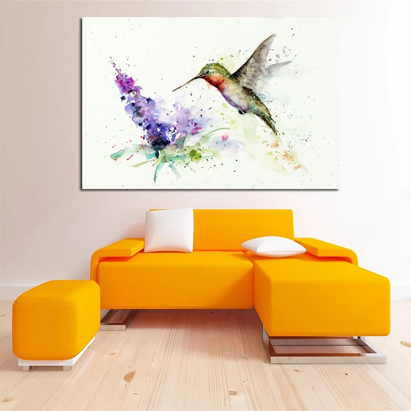 Акварельная колибри и живопись на холсте Бабочка печать спальня домашний декор