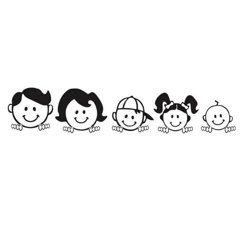 Виниловая наклейка для автомобиля Happy Family милый мультяшный буквенный рисунок на