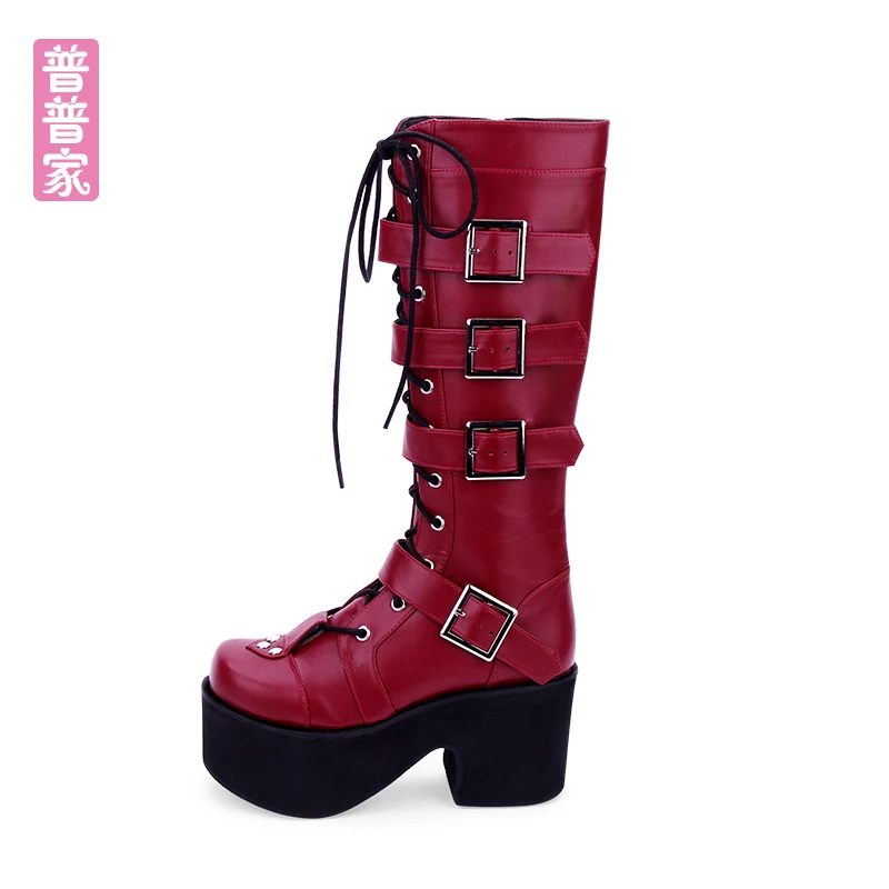 Милые ботинки принцессы в стиле панк готические толстая основа супер высокие с