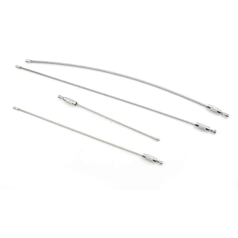 10Pcs 1.5/2mm EDC Keychain Tag Rope Stainless Steel Wire Cable Loop Screw Lock Gadget Ring Key Keyring Circle Camp Hanging Tool |