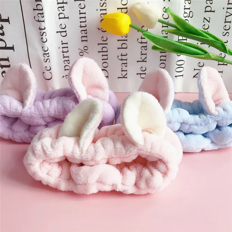 Милые эластичные повязки на голову из кораллового флиса с кошачьими ушками для