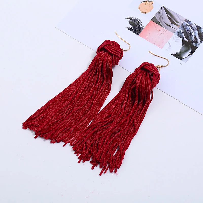 Welback Fashion Jewelry Gold Fish Hooks Ethnic Charm Earrings Female Cotton Long Line Tassels For Women | Украшения и аксессуары