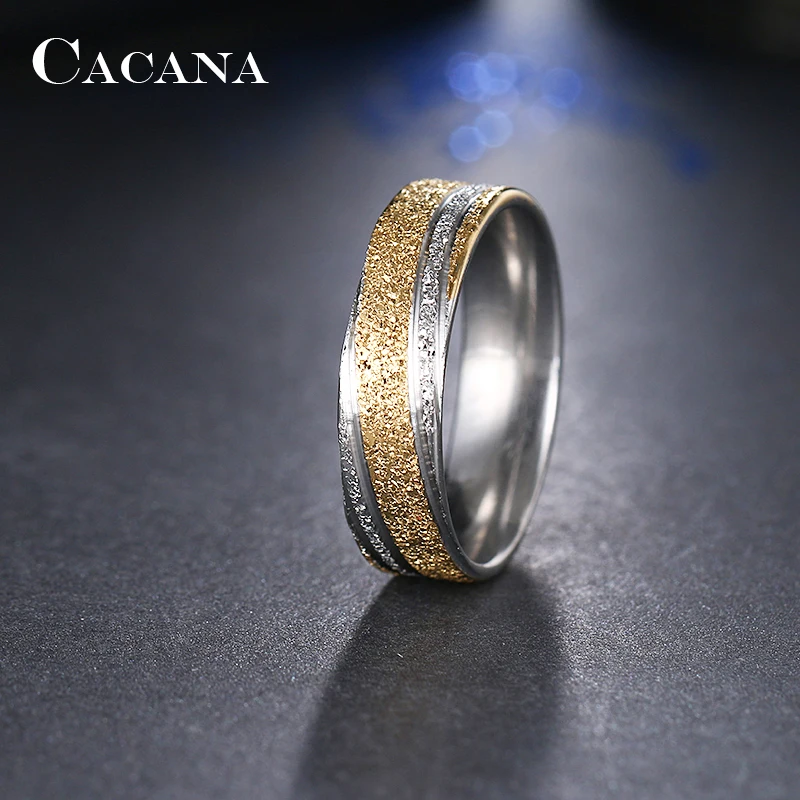 CACANA Stainless Steel Rings For Women Fashion Shining Sand On Jewelry Wholesale NO.R25 | Украшения и аксессуары