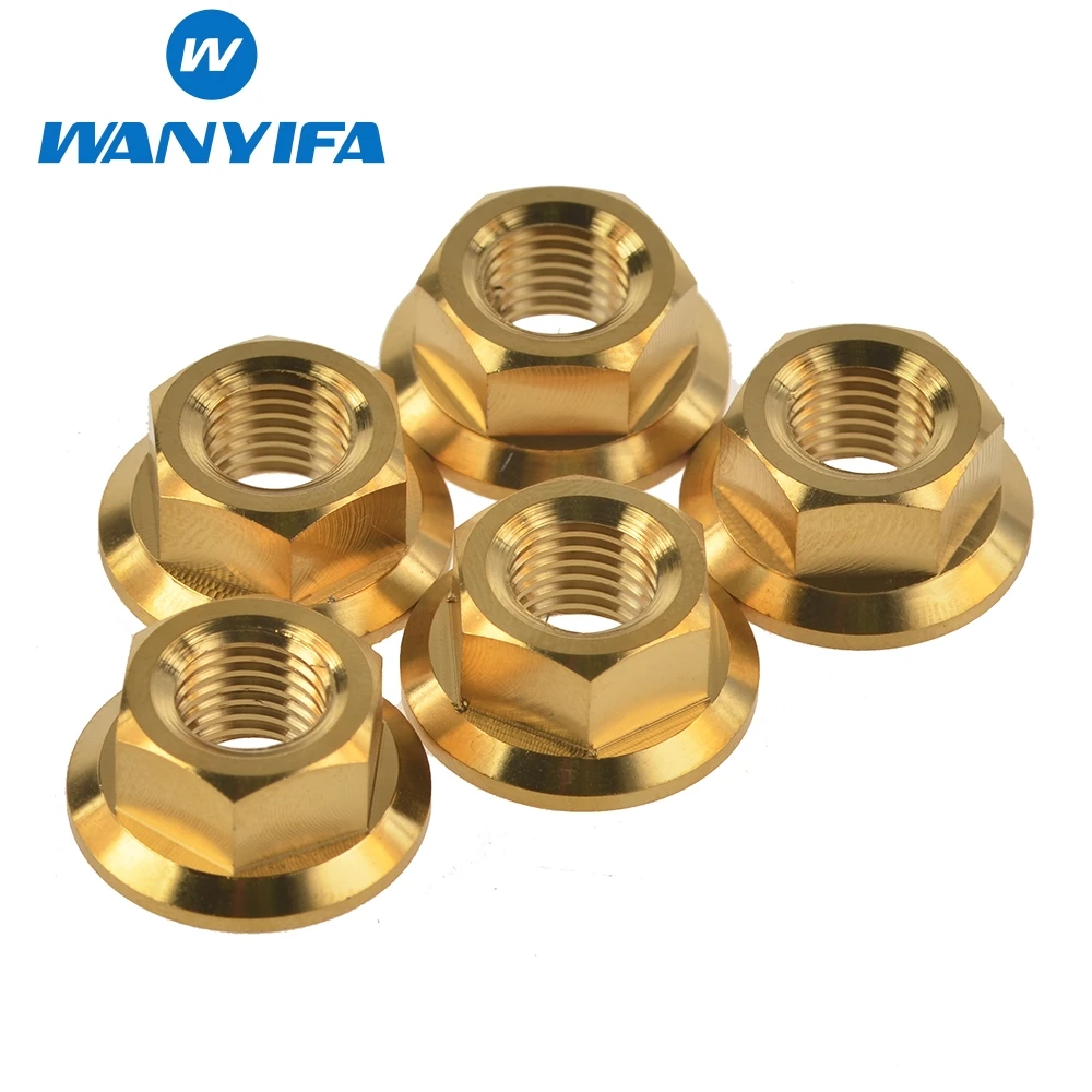 5 шт. Новый Wanyifa золото Велосипедный Спорт M10 Гайки m10 x 1.25 мм Шаг din6923 Титан ti фланец