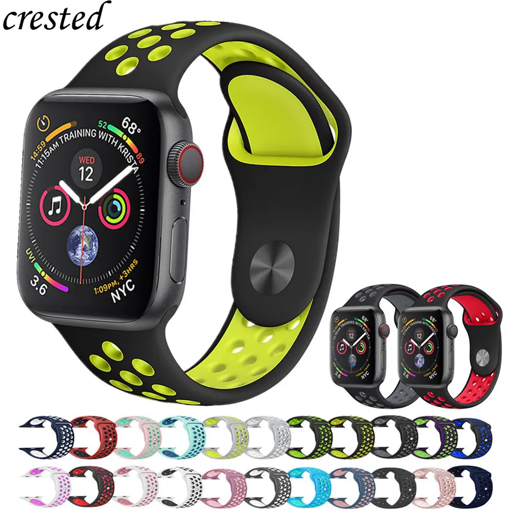 Спортивный ремешок для часов correa Apple 42 мм 38 iWatch 4 band 44 40 силиконовый браслет watch 3 2 1