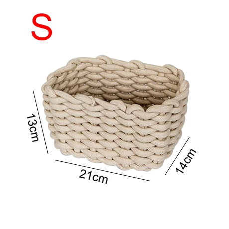 small beige Льняная вязаная корзина для хранения одежды ручной работы корзина для белья из натуральной ткани детская корзина для хранения игрушек настольная маленькая коробка-Органайзер - Цвет: small beige