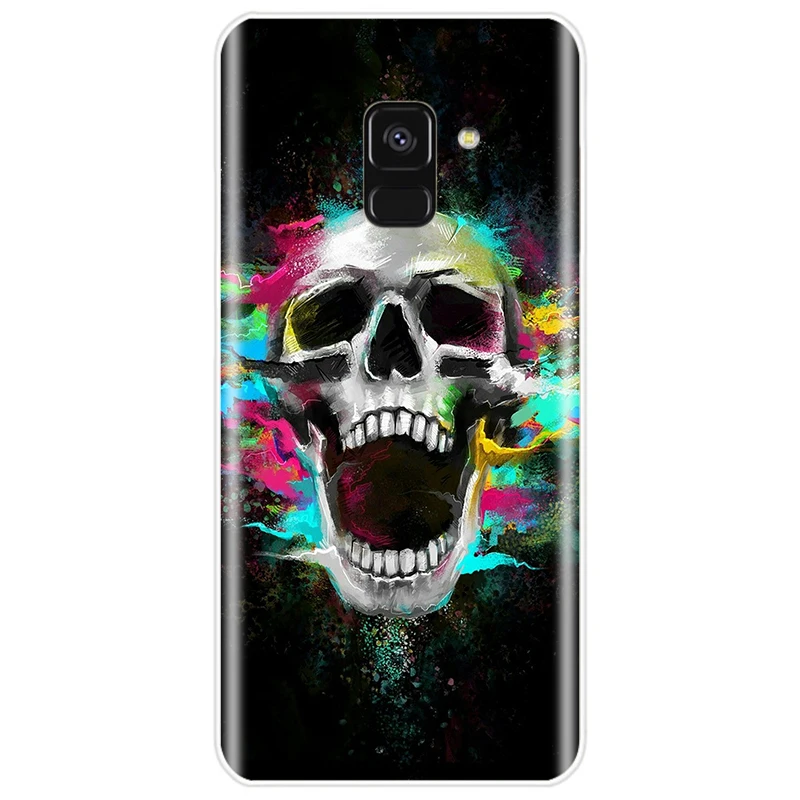 Retro Style Flower Skull Soft Silicone Phone Case For Samsung Galaxy A5 A7 A8 2015 A3 2016 2017 A9 2018 | Мобильные телефоны и
