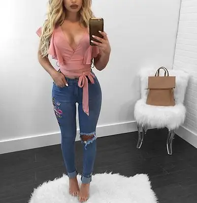 Сексуальное женское летнее платье с v образным вырезом платья рюшами без рукавов