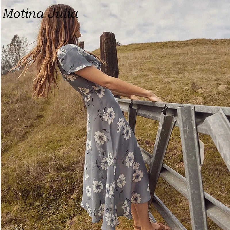 Motina Julia шикарное платье миди с цветочным принтом и пуговицами женское богемное