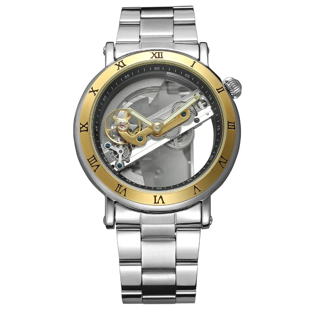 Мужские уникальные наручные часы-скелетоны из нержавеющей стали с