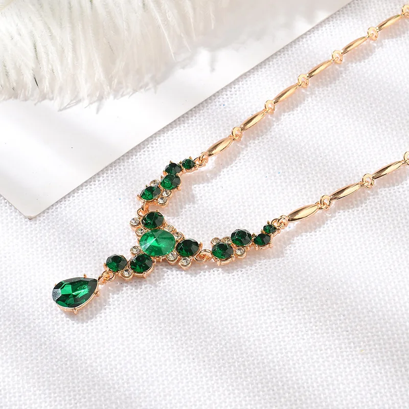 Зеленый синий черный капельное хрустальное ожерелье с цветком висячие серьги