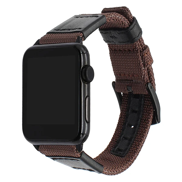 Премиум нейлоновый и кожаный ремешок для часов iWatch Apple Watch 38 мм 42 мм серия 1 2 3 спортивный ремешок черный серебристый стальной ремешок с застежкой