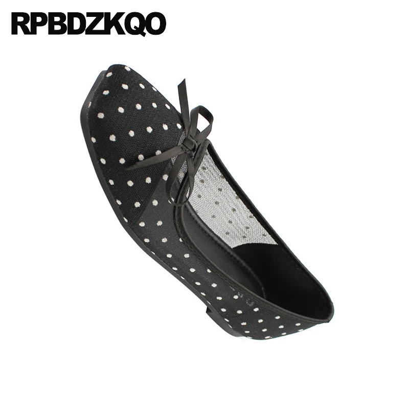 Босоножки женские в горошек сандалии без застежки квадратный носок милые