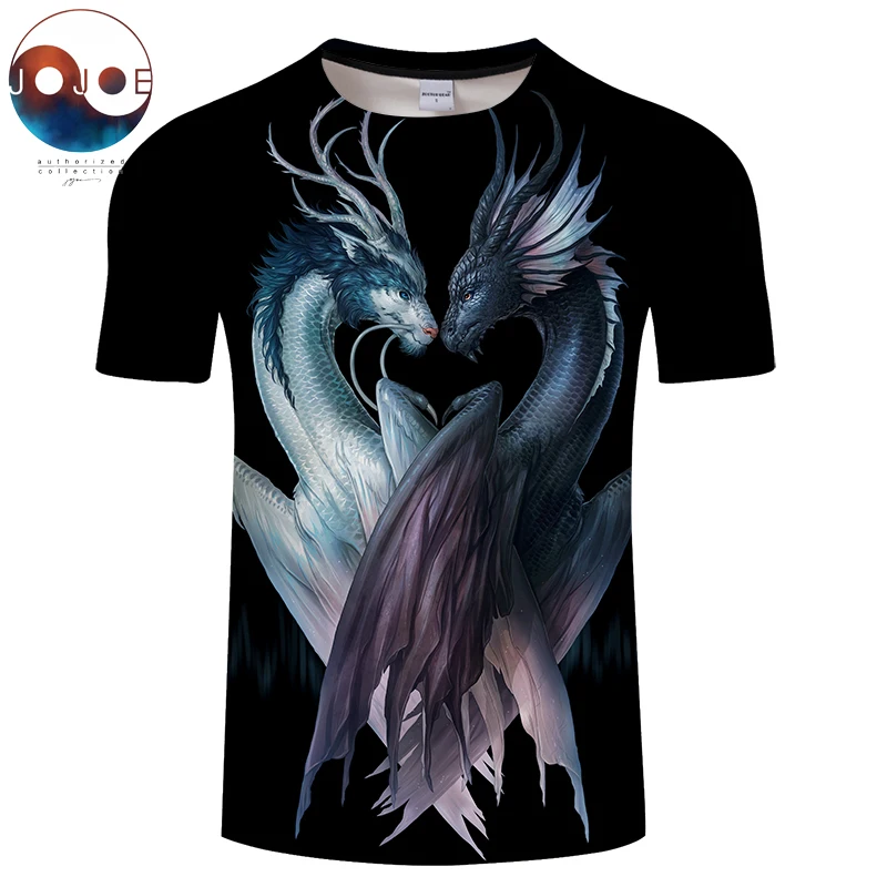 Yin and Yang Dragons black By JojoesArt 3D Футболка с принтом для мужчин и женщин Мужская футболка