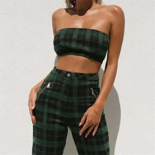 Женский летний сексуальный комплект из двух предметов укороченный топ + брюки