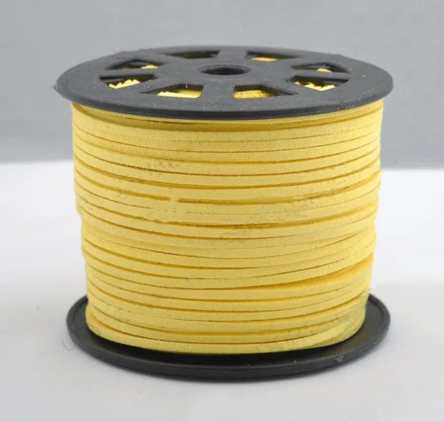 100yards/ Roll Yellow Flat Korean Faux Suede Velvet Leather Cord+3mmX2mm Jewelry Accessories Bracelet Necklace Rope String