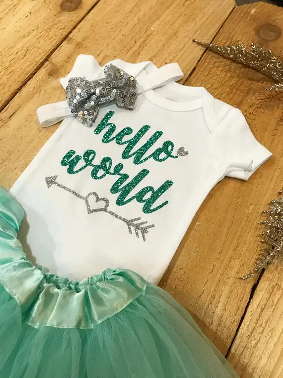 Настраиваемый Hello world baby shower семейная фотография набор одежды для дня