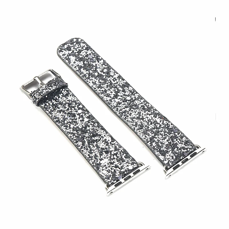 gray Кожаный ремешок для apple watch Band apple watch 5 4 3) 44 мм/40 мм, 42 мм, 38 мм, версия наручных часов iWatch, 5/4/3/2/1 Браслет bling Ремешок пояс - Цвет ремешка: gray